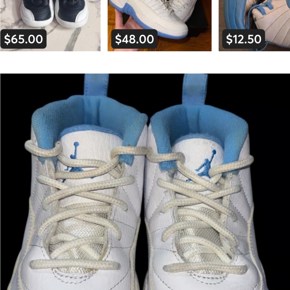 Kids' Jordan-Style Sneakers in Black, White and Light Blue